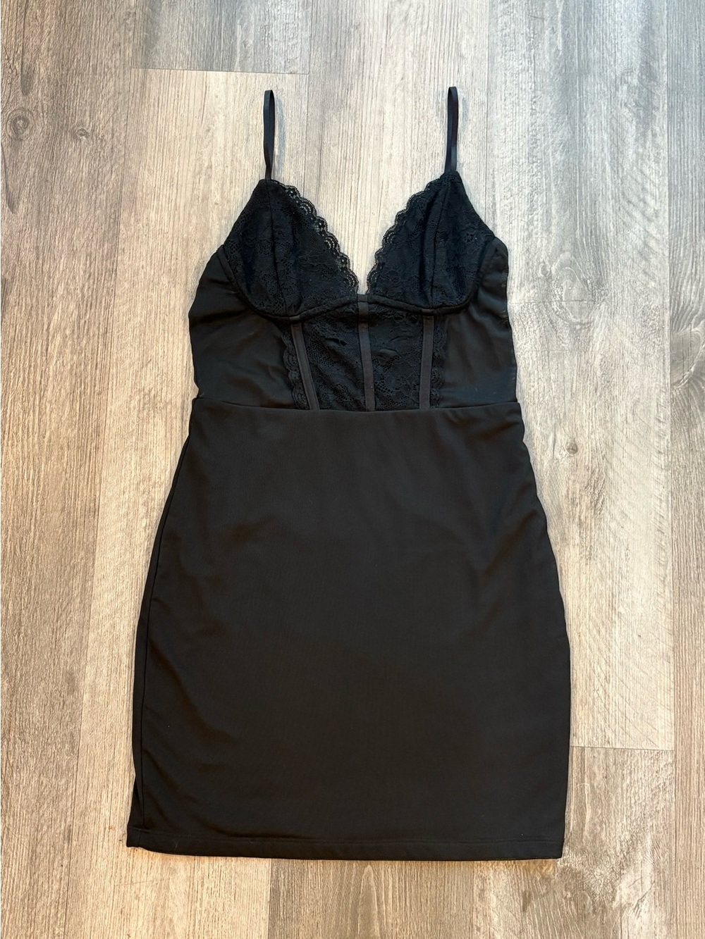 Garage Black Lace Corset Bodycon Mini Dress P/S Romantic Goth